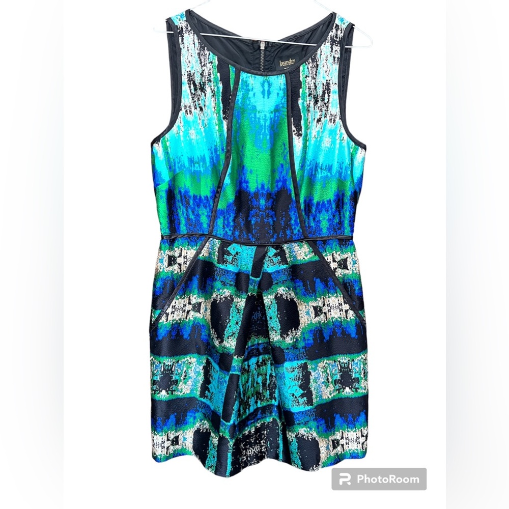 Laundry by Shelli‎ Segal blue and green silk mini dress